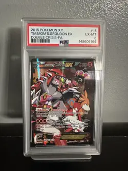 Pokemon 2015 Team Magma's Groudon EX Double Crisis Full Art Holo PSA 6 - Image 3