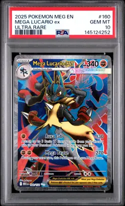 2025 POKEMON MEG EN-MEGA EVOLUTION ULTRA RARE #160 MEGA LUCARIO EX PSA 10 - Image 1
