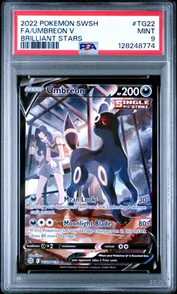 2022 POKEMON SWORD & SHIELD BRILLIANT STARS #TG22 FULL ART/UMBREON V PSA 9 - Image 1