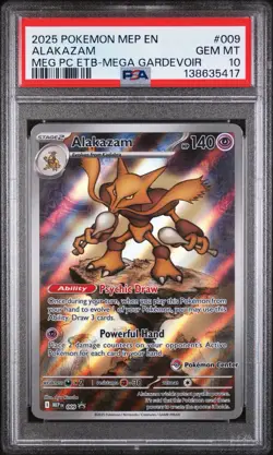 2025 Pokemon Mep EN-ME BLACK STAR PROMO ALAKAZAM 009-Pokemon Center PSA 10 - Image 1