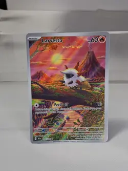 Pokemon TCG Larvesta 099/086 Sv: Black Bolt Illustration Rare Full Art Holo 60HP - Image 1