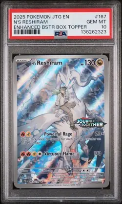 PSA 10 N'S RESHIRAM 167 JOURNEY TOGETHER STAMPED ENHANCED BOOSTER POKEMON - Image 1