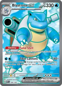 Blastoise ex 184/165 UR NM Scarlet & Violet 151 Pokemon TCG Full Art Ultra Rare - Image 3