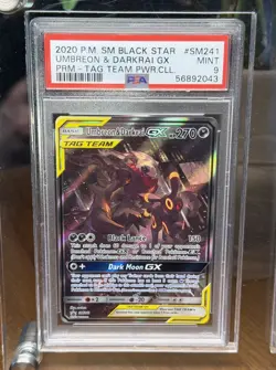 2020 Pokemon Umbreon & Darkrai GX SM241 Black Star Promo PSA 9 MINT - Alt Art - Image 1