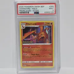 CHARIZARD SWSH066 Pokemon Vivid Voltage STAFF Prerelease Holo Promo- PSA 9 Mint - Image 1