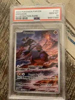 Pokemon TCG Groudon Paradox Rift Holo Illustration Rare Card 199/182 PSA 10 - Image 1