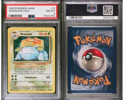 Pokemon TCG Venusaur Holo Unlimited Rare Card Base Set PSA 8 (15/102) - Image 2