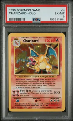 Charizard 4/102 1999 Base Set Holo Rare Pokemon Card - PSA 6 - Image 1