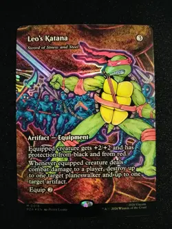 MTG Leo's Katana Sword of Sinew and Steel Borderless Foil 0018 TMNT PZA NM - Image 1