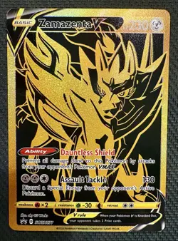 Zamazenta V SWSH077 Black Star Promo Black Gold Full Art Holo Pokemon Card - Image 1