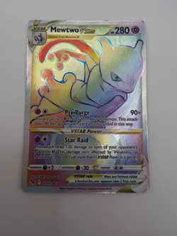 Pokemon TCG Mewtwo VSTAR 079/078 Rainbow Secret Rare Pokemon GO MP ATC - Image 1