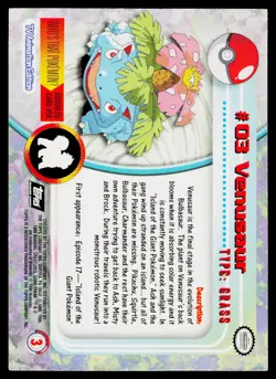 Venusaur #03 Pokemon TOPPS Series 1 TV Animation Black Label Rays Holo - Image 2