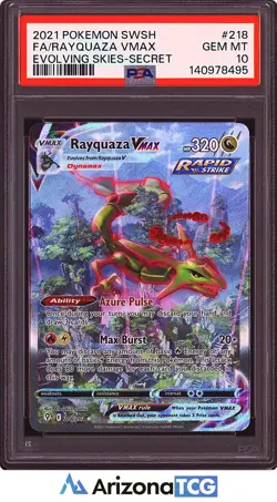 Pokemon 2021 Rayquaza VMAX 218/203 Alt Art SR Evolving Skies GEM MINT PSA 10 - Image 1