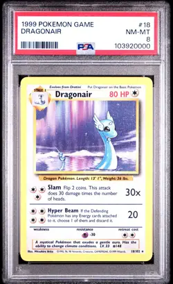 1999 Pokemon Dragonair Rare Base Set 18/102 PSA 8 NM-MT - Image 1