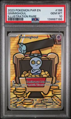 2023 POKEMON PAR EN-PARADOX RIFT ILLUSTRATION RARE #198 GIMMIGHOUL PSA 10 - Image 1