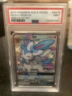 2019 POKEMON SUN & MOON HIDDEN FATES #SV76 FULL ART/SYLVEON GX PSA 9 - Image 1