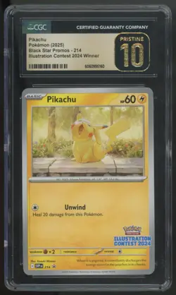2025 Pokemon Pikachu Illustration Contest 2024 Promo #214 CGC Pristine 10 - Image 1