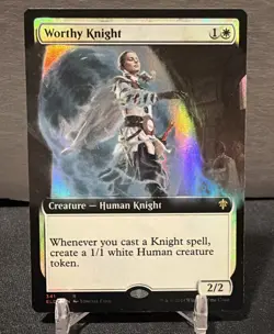 MTG FOIL Borderless Worthy Knight - Throne of Eldraine #341 Rare - Image 1