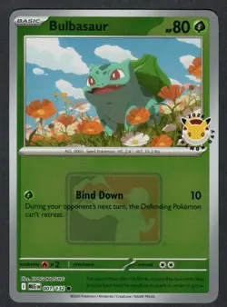 Pokemon TCG Bulbasaur 001/132 Mega Evolution Pokemon Day Stamp 2026 Holo NM - Image 1