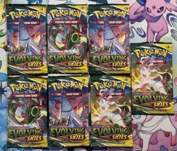 Pokemon Evolving Skies Booster Pack Lot Of 7 Factory Sealed - Image 1