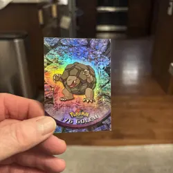 1999 Topps #76 Golem Rainbow Foil TV Animation Series 1 Pokemon Blue Logo NM - Image 1