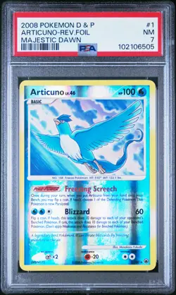 2008 POKEMON DIAMOND & PEARL MAJESTIC DAWN #1 ARTICUNO-REVERSE FOIL PSA 7 - Image 1