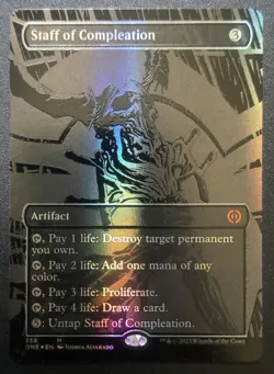 MTG English Staff of Compleation (Oil Slick Raised Foil) NM Foil - Image 1