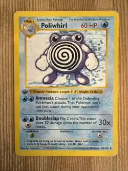 POLIWHIRL Pokemon Card - WOTC - 1st Edition - Base Set Shadowless 38/102 HP - Image 1