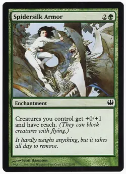 Spidersilk Armor Duel Decks: Knights vs. Dragons Green Enchantment MTG NM AZ2 - Image 1