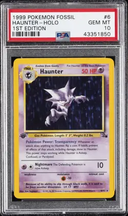 1999 POKEMON FOSSIL 1ST ED #6 HAUNTER-HOLO PSA 10 - Image 1