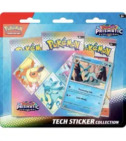 Pokemon TCG: Prismatic Evolutions 3-Pack Blister Tech Sticker Collection Glaceon - Image 1