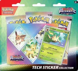 Pokemon TCG: Prismatic Evolutions 3-Pack Blister Tech Sticker Collection Leafeon - Image 1