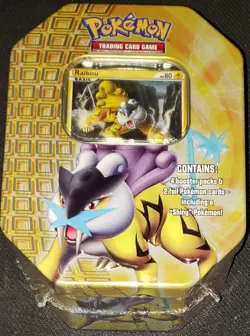 POKEMON RAIKOU LEGENDARY TIN BOX SEALED 4 BOOSTERS 2 FOILS 2010 RARE HTF 820650106811 - Image 1