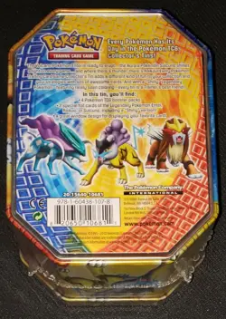 POKEMON RAIKOU LEGENDARY TIN BOX SEALED 4 BOOSTERS 2 FOILS 2010 RARE HTF 820650106811 - Image 2