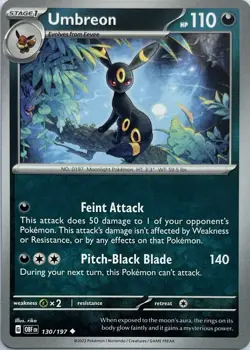 Umbreon 130/197 Uncommon Obsidian Flames Pokemon Near Mint - Image 1