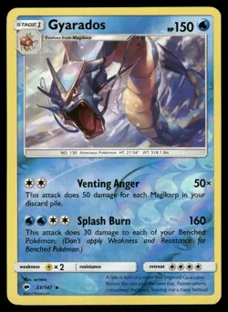 Gyarados 33/147 Holo Rare Burning Shadows Pokemon Reverse Holo Lightly Played - Image 1