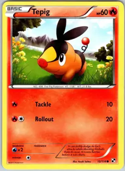 Tepig 15/114 Common Black & White Pokemon Near Mint - Image 1
