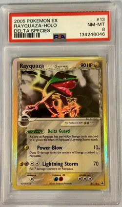 2005 POKEMON EX DELTA SPECIES #13 RAYQUAZA-HOLO PSA 8 - Image 1