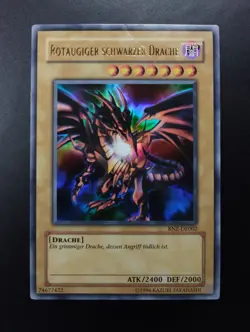 YUGIOH 2004 | RED-EYES B. DRAGON | BNZ-DE002 | GERMAN PROMO | VG (DAMAGED) - Image 1