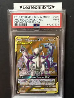 Graded Arceus/Dialga/Palkia GX 220/236: Tag Team Cosmic Eclipse: PSA 9 - Image 2