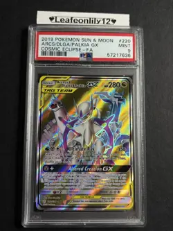 Graded Arceus & Dialga & Palkia GX PSA 9 (Full Art) 220/236 Cosmic Eclipse Holo - Image 2