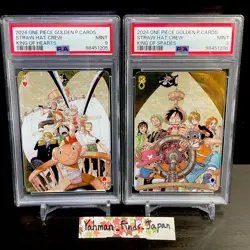 PSA 9 ONE PIECE GOLDEN PLAYING CARDS LUFFY STRAW HAT CREW / SET OF 2 JAPAN - Image 1
