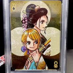 PSA 9 & 10 One Piece Golden Playing Cards SET QUEEN & JACK OF CLUBS Jump Festa - Image 3