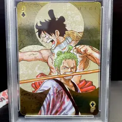 PSA 9 & 10 One Piece Golden Playing Cards SET QUEEN & JACK OF CLUBS Jump Festa - Image 5