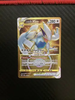 Pokemon TCG SWSH Silver Tempest Lugia VSTAR Card 211/195 Gold Secret Rare NM - Image 1