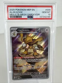 2025 Pokemon MEP EN-ME Black Star Promo Alakazam #009 PSA 10 - Image 1