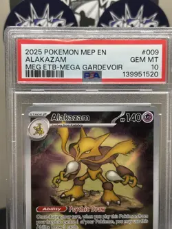2025 POKEMON MEP EN-ME BLACK STAR PROMO #009 ALAKAZAM PSA 10 - Image 3