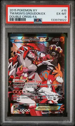Pokemon 2015 Team Magma's Groudon EX Double Crisis Full Art Holo PSA 6 - Image 1