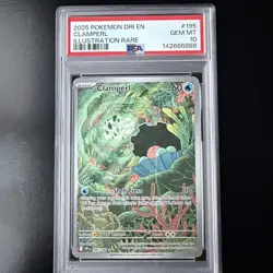 2025 POKEMON DRI EN-DESTINED RIVALS ILLUSTRATION RARE #195 CLAMPERL PSA 10 - Image 1