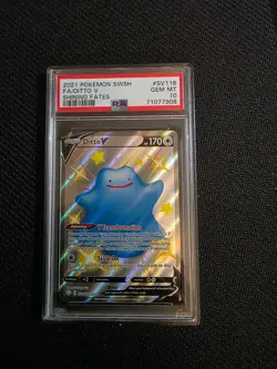 2021 POKEMON SWORD & SHIELD SHINING FATES #SV118 FULL ART/DITTO V PSA 10 - Image 1
